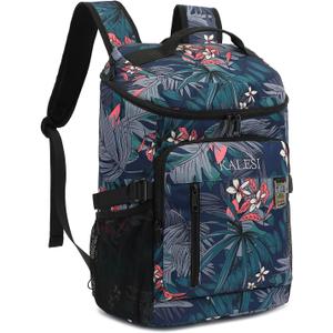Kalesi Cooler Backpack 36 Cans Lightweight Insulated Backpack Cooler Leak-Proof Travel Camping Lunch Backpack Outdoor Cutlery Backpack for Men and Women, Floral Cool 