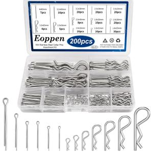 Cotter Pin Assortment Kit 304 Stainless Steel 13 Sizes Hardware Pins & Hairpin R Clips for Hitch Pin Lock Systems