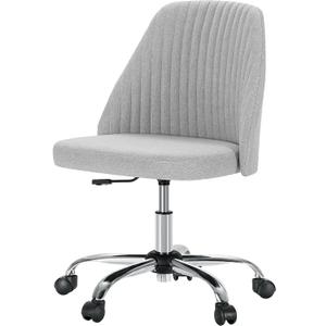 Yapamar Modern Fabric Armless Adjustable Swivel Office Desk Chairs with Wheels - Grey