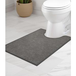 chakme Bathroom Rugs Mat U-Shaped 24x17, Ultra Thin Non Slip Bath Mat Small Quick Dry Absorbent Bath Mat for Bathroom Floor, (Grey, U-24"x17")