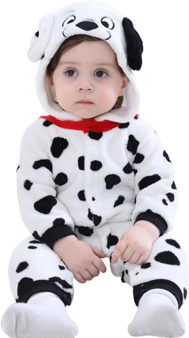 QIAONIUNIU Halloween Baby Dalmatian Costumes Toddler Outfit Infants Cosplay Romper 6-12 Months
