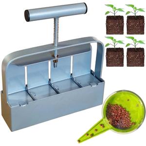 Handheld Soil Blocker Tool Kit - 4 in 1 Heavy Duty 2 Inch Seed Starter Block Maker for Seedlings, Cuttings, Greenhouses and Gardens (Ergonomic Design, Durable Metal Construction)