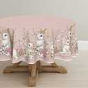 Horaldaily Easter Tablecloth 90×90 Inch Round, Pink Easter Bunny Flowers Washable Seasonal Table Cover for Party Picnic Dinner Decor