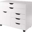 Winsome Halifax Mobile Storage Cabinet with 1 Door & 5 Drawers in White, Stylish & Functional Home Storage Cabinet for Filing, Kitchen Organization, Moveable Furniture for Office, Dorms, Apartments, 2 Large Drawer With 3 Small Drawer