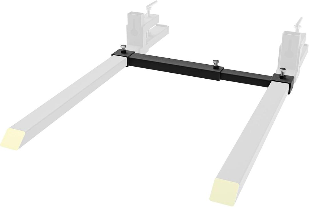 Clamp On Pallet Forks Adjustable Stabilizer Bar, Fits Forks Up to 3"W x 2" H, 13"-23"W Adjustable Length