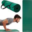 Gaiam Essentials Thick 2/5" (10mm) and Thin 1/4" (6mm) Yoga & Pilates, Fitness & Exercise Mat with Easy-Cinch Carrier Strap (Green)