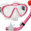  Junior Snorkeling Scuba Diving Purge Mask Dry Snorkel Set for Kids, Pink