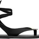 Molozoey Strap Flip Flop Flat Sandals for Women with Metal Circular Ankle Strappy Ladies Fashion Cute Summer Thong Sandals Dressy.