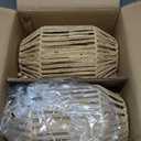 Natural Rattan Wall Sconce Set of 2, with Boho Woven Wicker Shade Antique Brass Brush Paint Finish for Vanity Stairway Fireplace Living Room Bedside Passway Hallway (Hardwire)