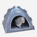 Cat Tent, Kitten Tent Thickened Cotton Nest Bed, Warm Portable Pet Cats Tents House for Little Dog, Folding House with Soft Mat for Small Animals Winter Indoor and Outdoor (14.2 x 14.2 x 11 INCH)