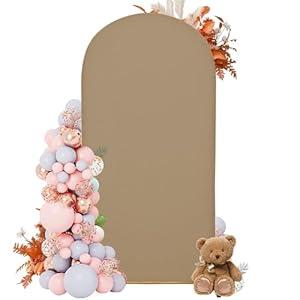 Arch Covers,Arch Backdrop Stand Fitted Cover for Wedding Birthday Party Ceremony Banquet Decoration(7.2FT,Khaki,Cover Only)