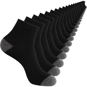 LITERRA 20 Pack Men & Women Ankle Socks - Bulk Athletic Unisex Quarter Sock, Breathable Thin Casual Basic Socks in Black, Shoe Size 8-12