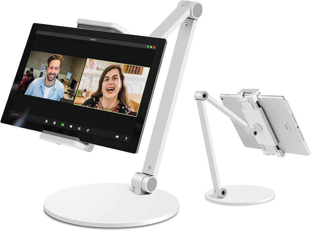 iPad Stand for Desk, Surface Pro Holder, Multi-Angle Adjustable Tablet Stand Holder for 4.7''- 13'' Screen Microsoft Surface Series, iPad Series,Samsung Galaxy Tabs,Amazon Kindle Fire, Etc. (White)