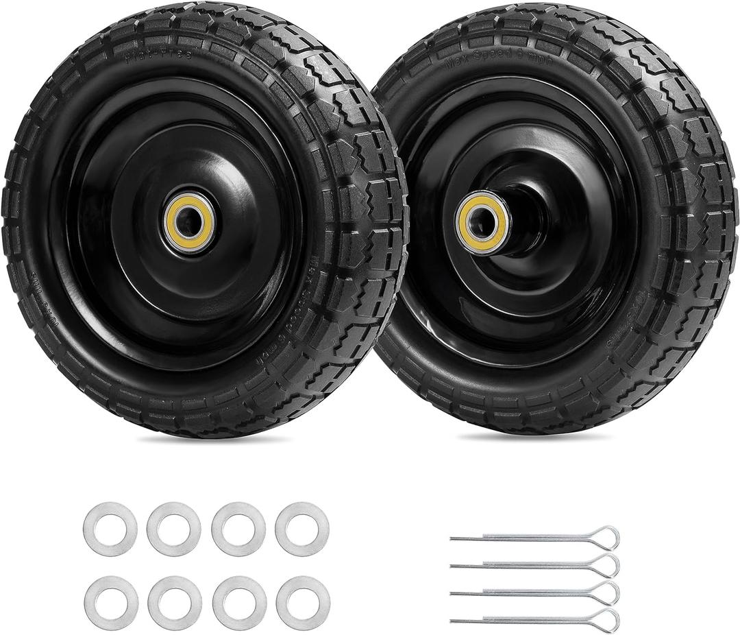 Gorilla Cart Wheels 10" Flat-free Solid Tire and Wheel Replacement 4.10/3.50-4 for Hand Truck, Wagon, Garden Dolly, Trolley - 2 Pack