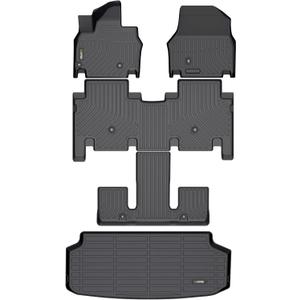 HAFIDI Floor Mats & Cargo Liner Set Fit for 2024 2025 2026 Kia EV9 6 SeatsNot Fit Relaxation Chairs All Weather Protection TPE Anti-Slip Automotive Full Set Floor Liners Custom Accessories - Black
