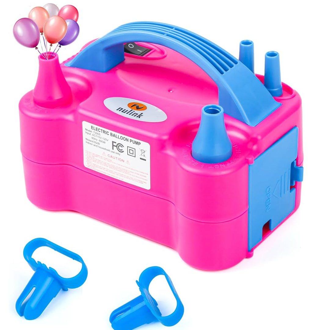 Nulink Electric Balloon Pump, Portable Electric Balloon Blower Machine Balloon Air Pump Dual Nozzle 110V 600W Balloon Inflator for Party Decorations
