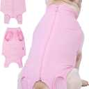 Caslfuca Dog Surgery Recovery Suit - After Spay, Abdominal Wounds Post Surgical Recovery, Anti Licking Breathable Dog Onesies for Small, Medium & Large Pet, Alternative Bandages Cone E-Collar, S(Back9 - 12" Chest14 - 17" Weight 8.5 - 15lb), Pink Suit