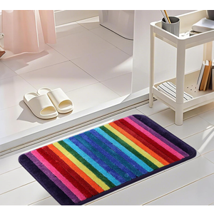 Bath Rugs for Bathroom Rainbow Bathroom Rugs Colorful Microfiber Plush Bath Mat Soft and Absorbent Bath Carpet Non-Slip Backing 20"x32"