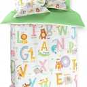 SANDJEST Alphabet Duvet Cover Sets Twin Size for Kids Boys Girls, Include 1 Polyester Comforter Cover 68x86 Inches and 1 Pillowcase 20x26 Inches, Comforter Not Included, Gift for Christmas Birthday