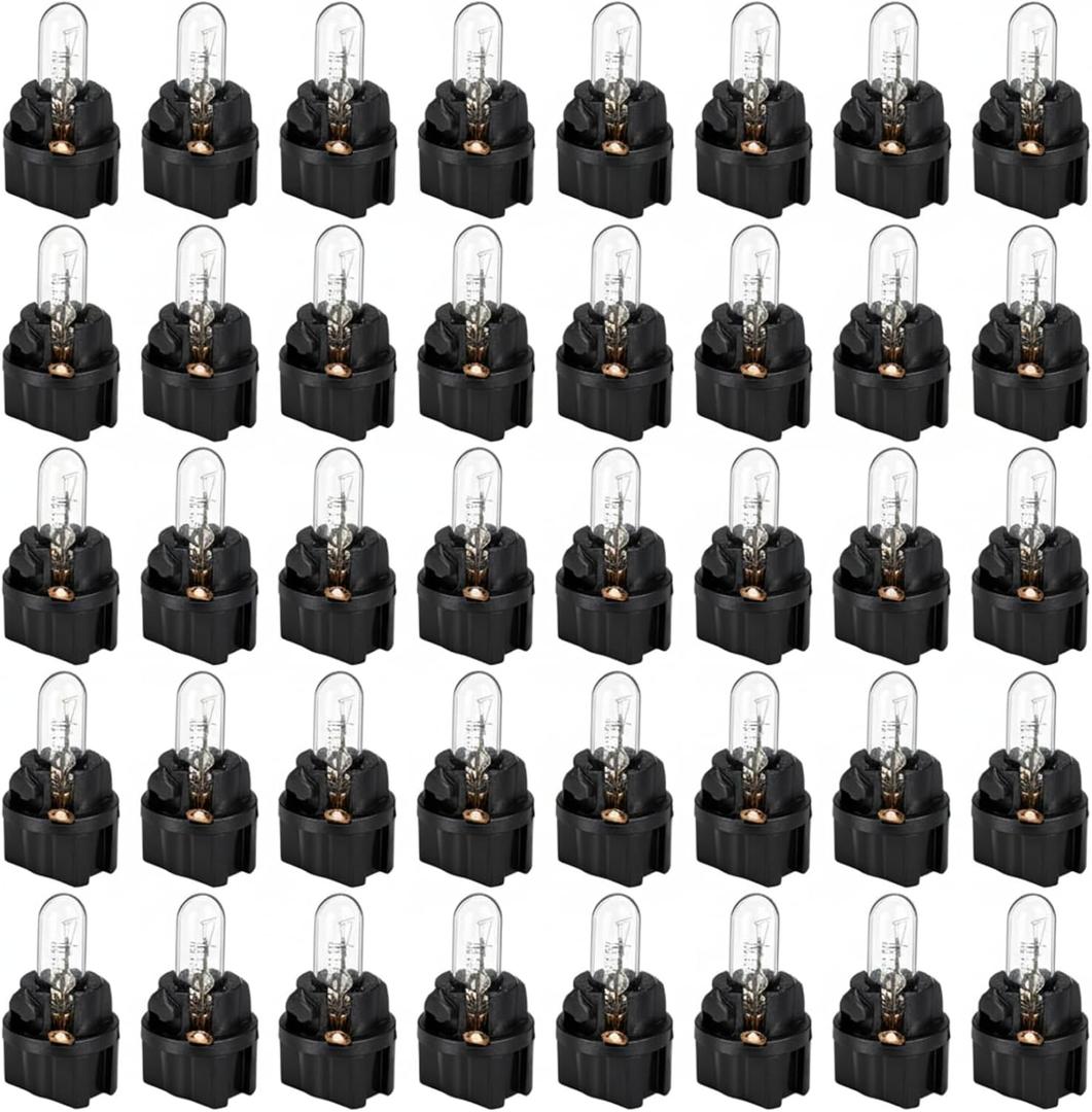 Baquler 40set T5 17 57 86 Halogen Instrument Cluster Bulbs 12v Dashboard Light with Twist Socket Universal Lighting Accessories for Interior Car Dashboard Instrument Gauge Cluster Indicator Lamp Panel