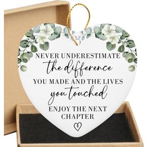 Going Away for Coworkers Christmas Ornament with Gift Box - Enjoy The Next Chapter New Job Retirement Farewell Gifts for Women Friends Teacher Nurse Sister - Heart Hanging Plaque (12)