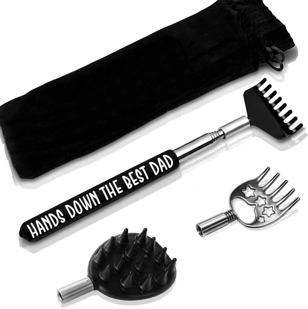 MAMAGIFTREE Christmas Hands Down The Best Dad | Funny & Practical Gifts for Fathers Day, Birthday or Retirement for Dad from Son, Daughter or Wife  Extendable Metal Back Scratcher with Soft Grip