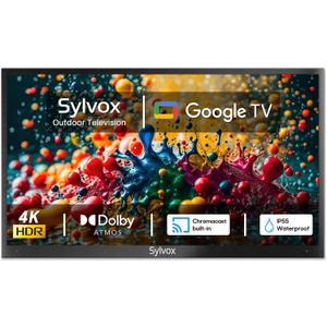 SYLVOX Smart Outdoor TV, 65 inch Outdoor Television Upgraded Google TV, 4K Weatherproof Outside TV, IP55 Waterproof, Google Assistant, Chromecast, 1000 nit Brightness for Partial Sun (Deck Pro 2.0)