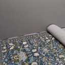 Washable 2x8 Hallway Runner Rug: Vintage Water-Resistant Kitchen Entryway Rug Ultra Soft Living Room Bedroom Carpet Non Slip Indoor Low Pile Floor Mat for Bathroom Dining Room(2x8,Floral/Blue)