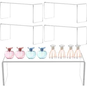 Jusalpha 4 Pcs Large 13'' Clear Acrylic Risers, Display Risers Shelf Showcase Fixtures for Retail, Display Stand for Amiibo Funko POP Figures, Cupcakes, Food Display, Cabinet Organizer(13''x 4.5''x 6'')
