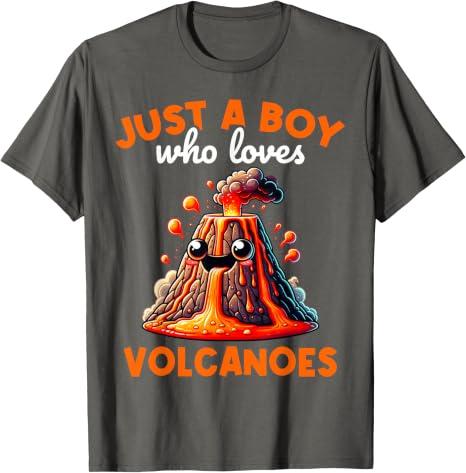 Kids Just A Boy Who Loves Volanoes Volcano Eruption T-Shirt, Medium