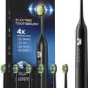 Sonic Electric Toothbrush for Adults: 42,000 VPM Deep Clean for Sensitive Teeth, Rechargeable Toothbrush with 6 Brush Heads, 4 Modes & Smart Timer, IPX7 Waterproof, 120-Day Battery for Home/Travel (Black)
