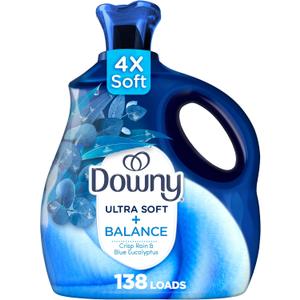 Downy Ultra Soft Fabric Softener Liquid, Balance, Crisp Rain and Blue Eucalyptus, 93 fl oz, 138 Loads