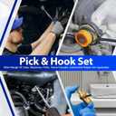Keze 17 Pcs Hook and Pick Set Auto Trim Removal Tool Kit,Clip Plier Remover Tool Gasket Scraper Telescoping Magnetic Pickup Tool for Automotive Repair and Car Body Door Panel Fastener Removal