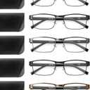 JOLISU 5PCS Reading Glasses Men - Blue Light Blocking Computer Metal Thin Frame Readers For Mens/Women W/Case, Magnification Strength: 0.5 x