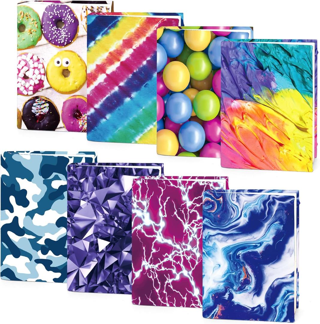 feela 8 Pack Jumbo Fabric Book Covers, Stretchable Washable Durable Reusable Nylon Covers for Hardcover Textbooks Notebooks up to 9'x11', 8 Patterns