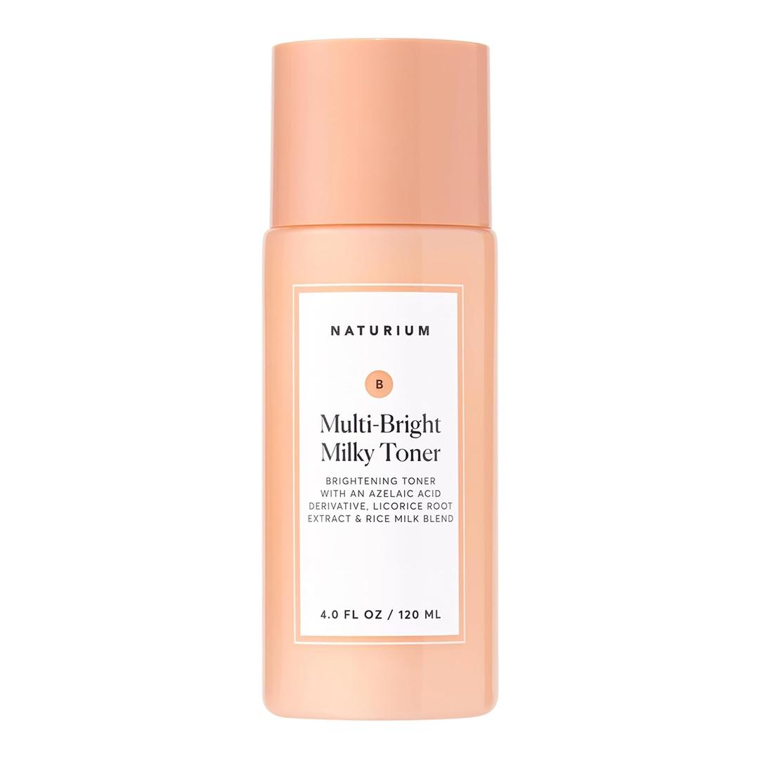 Naturium Multi-Bright Milky Toner, Exfoliating Skincare for Face with Azelaic Acid, 120 mL / 4 fl oz