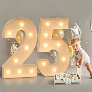 Marquee Numbers 25, 2025 New Year Decorations, 3FT Light Up Numbers for 25th Birthday Party Decorations, Mosaic Numbers for Balloons, Large Numbers, Number One Balloon Frame, Number Blocks Sign