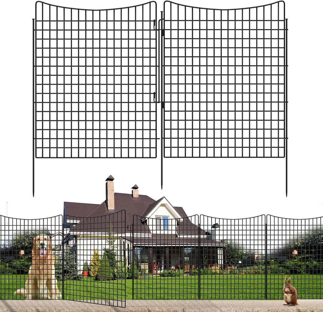 12 Panels 36 in(H) X 27ft(L) Dog Fence Outdoor for Yard with Lock, Garden Fence Animal Barrier, Decorative Metal Wire Fence Panel Tall Fencing for Garden, Patios, Flower Bed