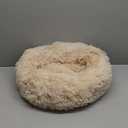 JOLLYVOGUE Calming Dog & Cat Bed for Small Dogs, Anti-Anxiety Donut Cuddler Cozy Soft Round Bed with Anti-Slip Bottom, Fluffy Faux Fur Plush Cushion Beds for Small Medium Dogs (20") (Rice White)