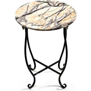 Patio Side Table, Versatile 14" Round Side Table for Balcony Yard Porch Bedside Rocking Chair and Pool Chair, Weather Resistant Metal Accent Table for Indoor Outdoor Use, Easy Assembly, 14 inches x 14 inches x 17 inches