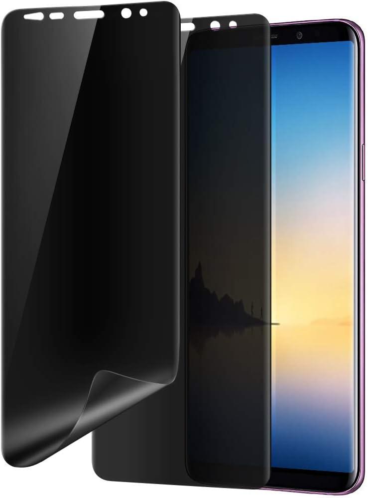 Galaxy Note 8 Privacy Screen Protector, Self Healing Full Adhesive Coverage Flexible Film [2-Pack], Case Friendly Easy Install 3D Curve Edge Fit Soft Film for Samsung Galaxy Note 8, Black