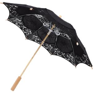 Toyvian Bridal Wedding Lace Parasol: 25.35 Inches White Lace Umbrella Women Vintage Umbrellas Handmade Boho Parasol 