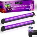 2 Pack Rechargeable Black Light Bar, 5000mAh Large Capacity Battery Powered Black Lights for Glow Party, Portable Blacklight Party Supplies for Uranium Glass, Poster, Bedroom, Halloween