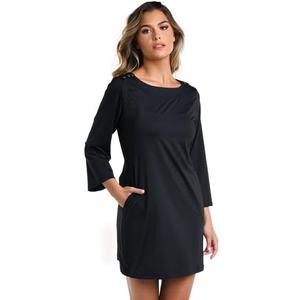 La Blanca womens Long Sleeve Mini Dress Swimsuit Cover Up (Small, Black//Slinky Jersey)