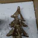 MEETYAMOR Christmas Decorations Indoor, Set of 2 Golden Resin Christmas Trees for Table Decor, Farmhouse Rustic Xmas Decorations Figurines for Home, Kitchen, Mantle, Shelf