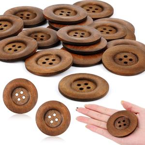 MTLEE 30 Pieces Large Size Wood Buttons 2.36 Inch Round Sewing Button 4 Holes Large Buttons for Crafts Sewing Wooden for DIY Clothing Bag Decoration Supplies(Brown)