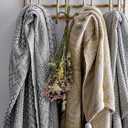 Beige Rattan Wall Hanger with 4 Hooks