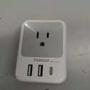 Surge Protector Wall Outlet Extender, TESSAN Multi Plug Outlet Splitter with 3 USB Charging Blocks(1 USB C), Multi Plug Wall Charger for Home, Office, School, College Dorm Essentials (Grey) 2 USB-A+1 USB-C