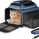 Petskd Top and Side Expandable Pet Carrier 18x11x11 Inches Delta United Airline Approved, SoftSided Carrier for Small Cats and Dogs with Locking Safety Zippers and AntiScratch Mesh(Blue)