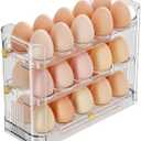 Reversible Egg Holder for Refrigerator and Countertop - Clear 30-Egg Storage Tray (Transparent)